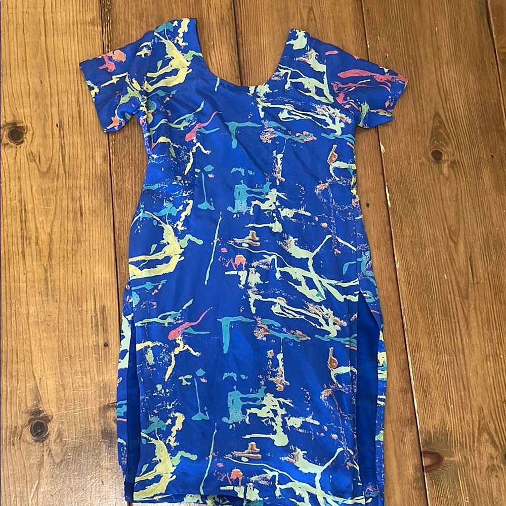 Abstract Blue Paint 🎨 Splatter Women's Dress